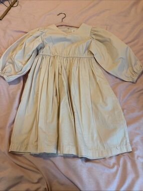 Zara Ivory Puff-Sleeve Gathered Dress